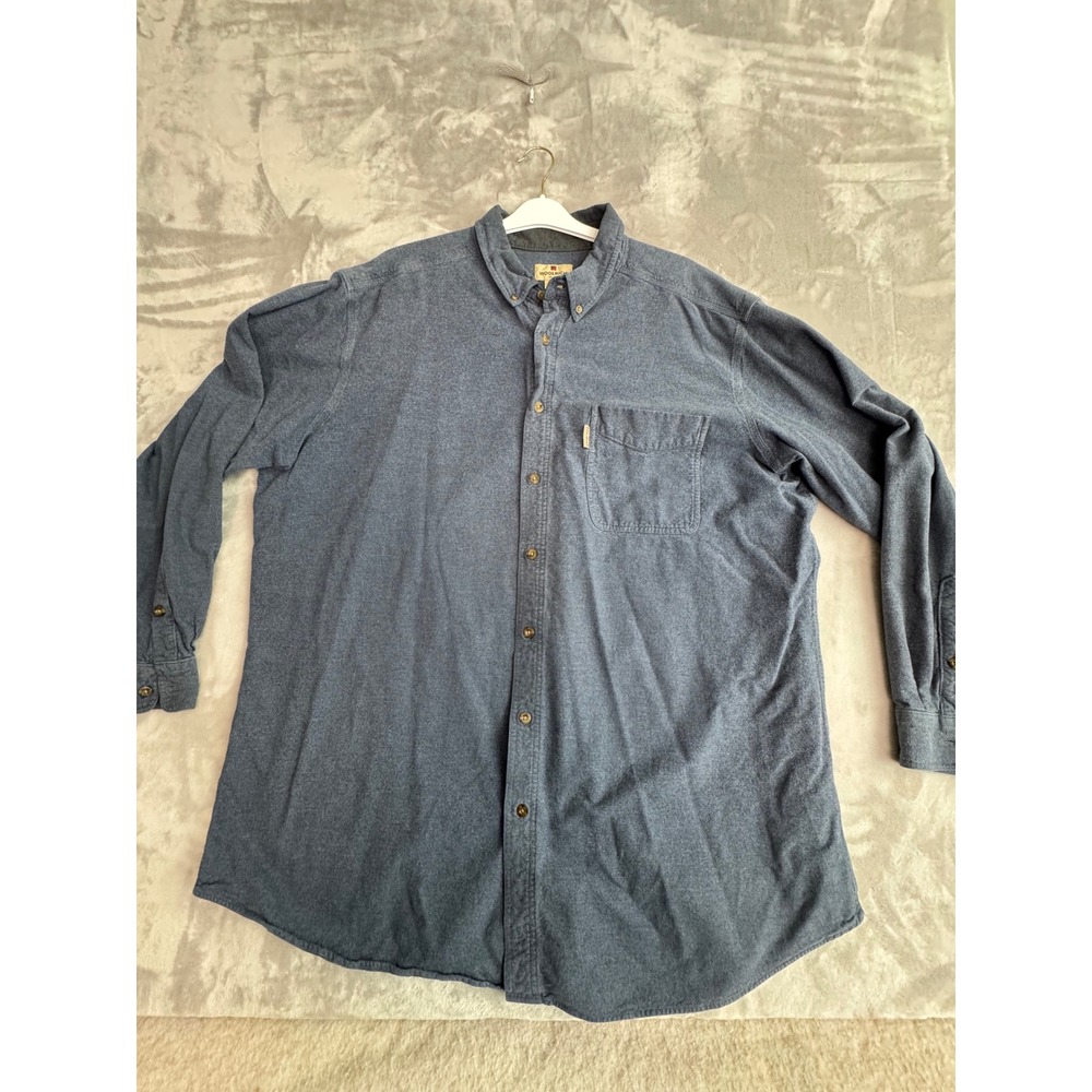 Woolrich Mens 3XLT Tall Blue Flannel Button Down Shirt Long Sleeve Labeled